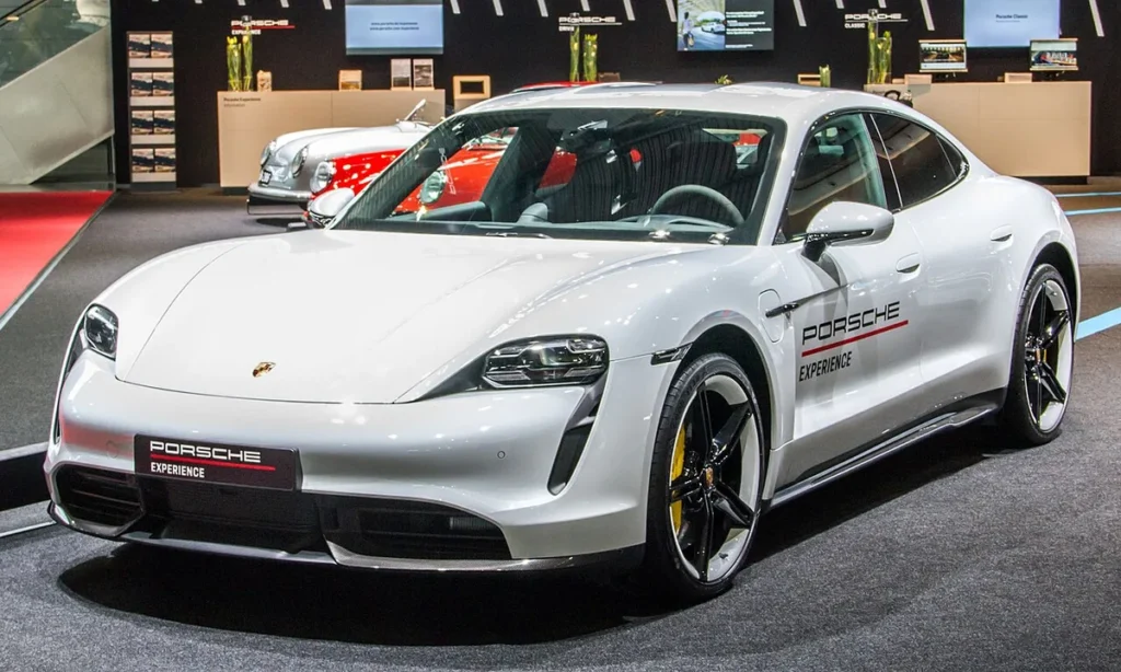 2020 Porsche Taycan Turbo S on display in Stuttgart